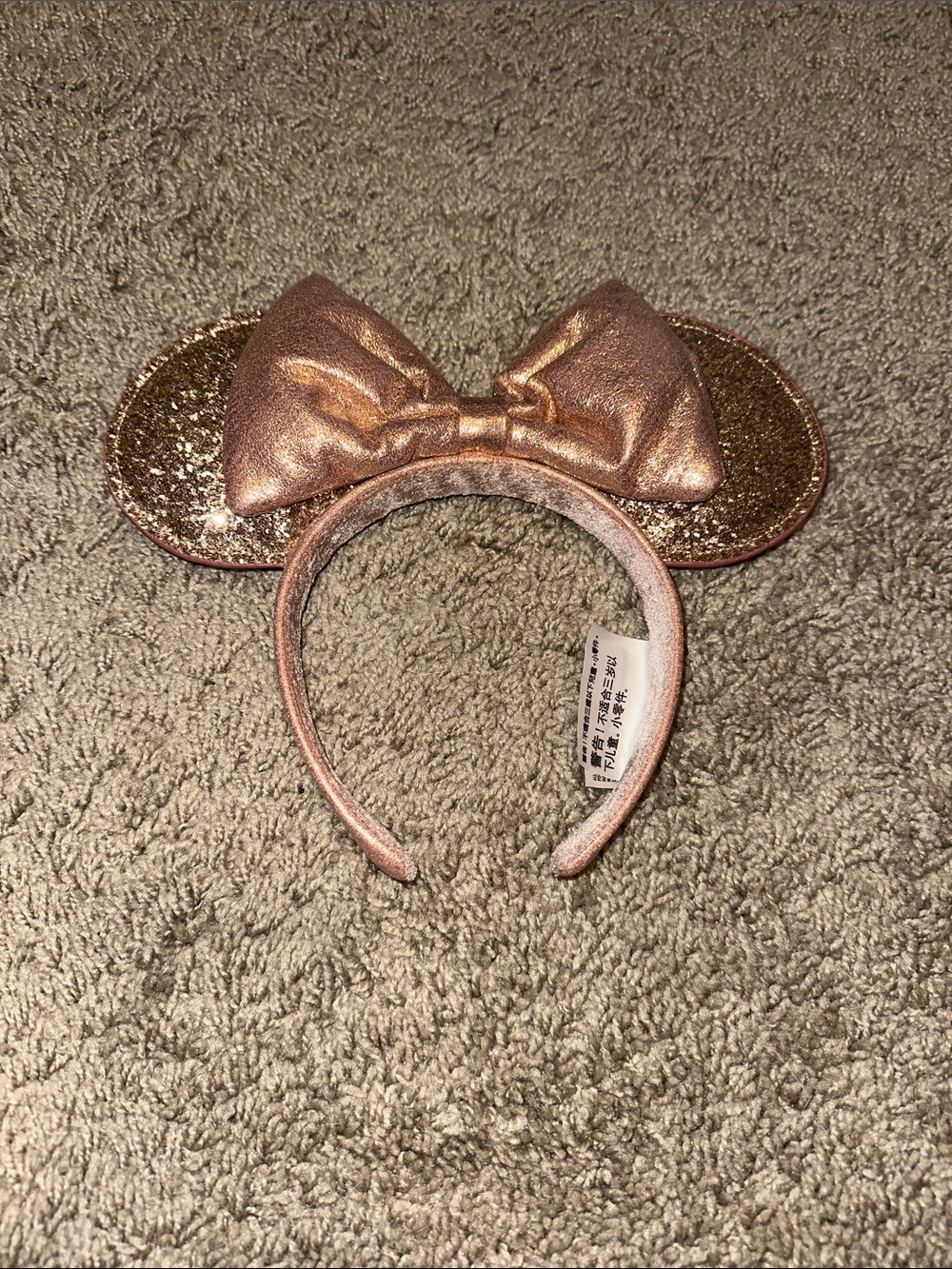 Disney Rose Gold Glitter Minnie Ear Headband with Bow plus shipping